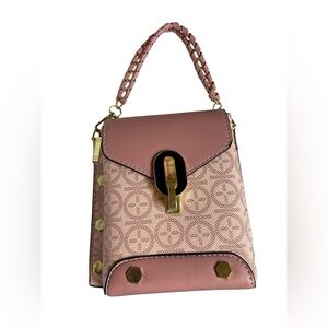 Blush Pink Mini Top Handle Crossbody Purse With Chain Strap & Charm